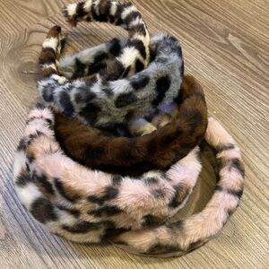 Leopard Print Faux Fur Headband Set